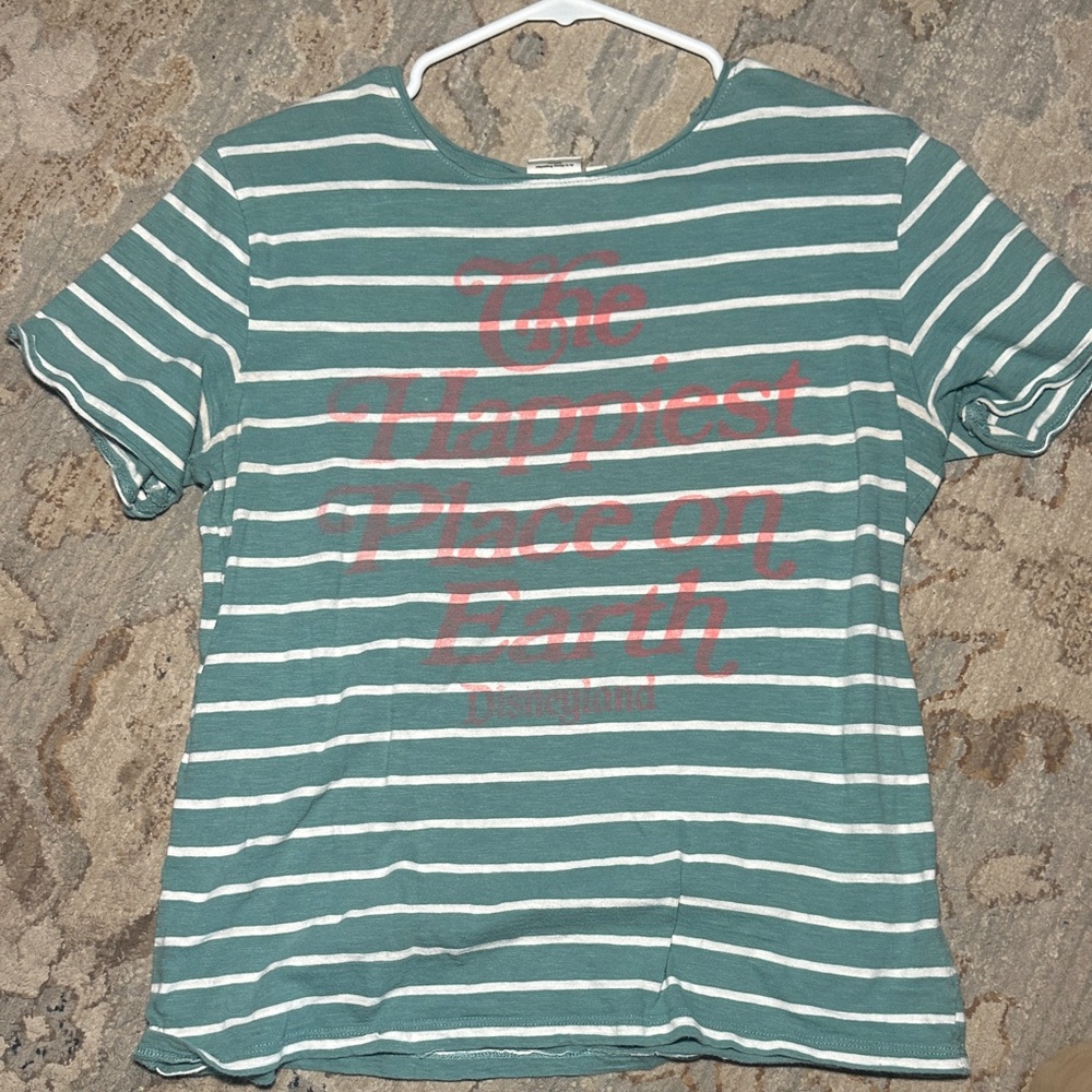 Disney Parka Striped Green and White Graphic Tee